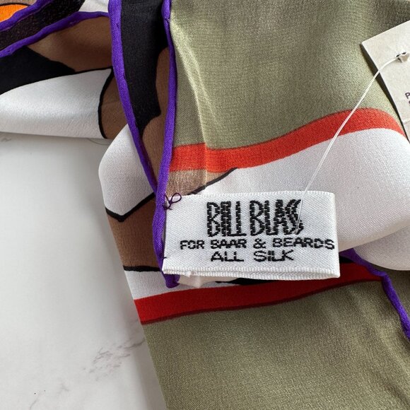Bill Blass Vintage Scarf, Geometric Design with Circles, Silk, 56" x 11" - Picture 3 of 7